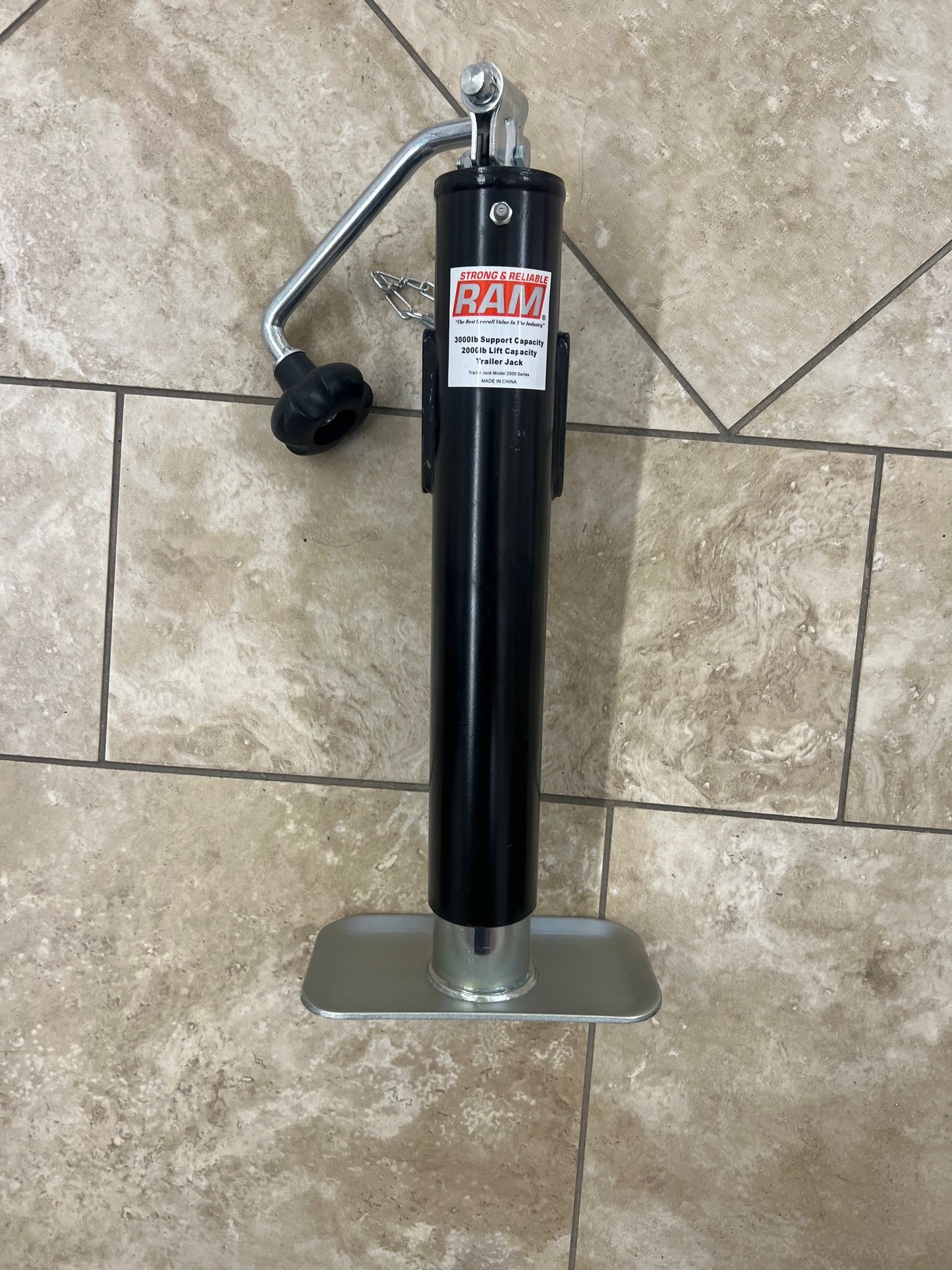 Round, Pipe Mount Swivel Jack w/ Footplate - Weld On - Zinc - Topwind - 10-3/4" Travel - 2K